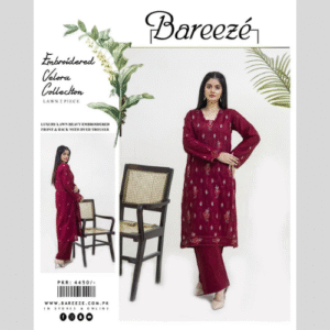Bareeze  EMBROIDERED Lawn 2pc  dark mahroon