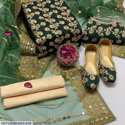 Women's Unstitched fully Embroidered Suit azadi sale