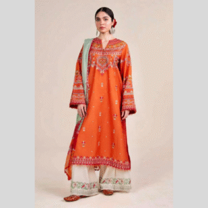 ZARA SHAHJAHAN 3PC SUMMER CASUAL COLLECTION BURNT ORANGE