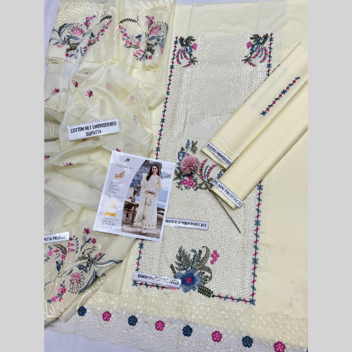 fully emboriered suit by qalamakar in offwhite - Image 4