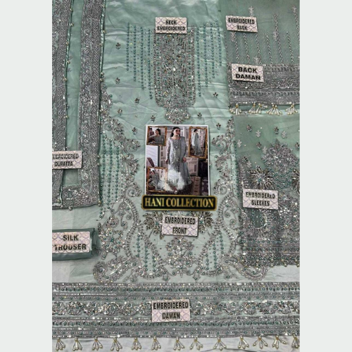 g u l a a l fully embroidered dress worke on silk and net in light blue - Image 2