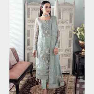 g u l a a l fully embroidered dress worke on silk and net in light blue