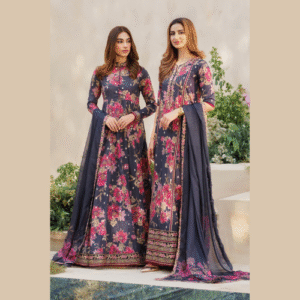 iznik unstitched embroidered suit in black articel