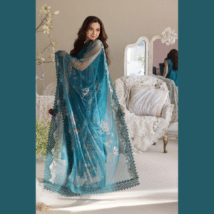 sobia nazir cotton & khaadi net in royal blue