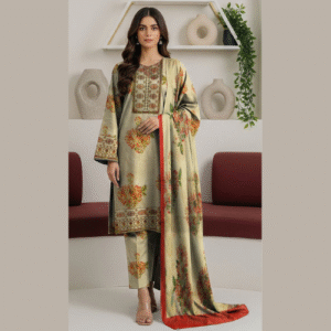 aneela unstitched embroidered 3pc