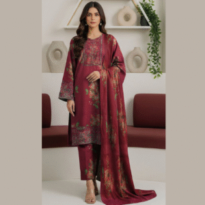 aneela unstitched embroidered 3pc